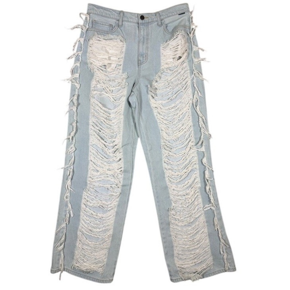 Cello Women Light Wash Extreme Distressed Wide Leg Jeans Shredded‎ WV98941SLT 13